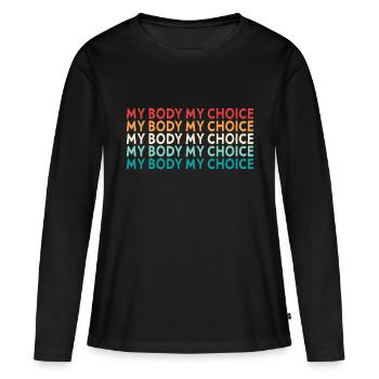 Mon corps, ma décision - T-shirt manches longues Premium bio Femme - noir - Devant - Julia (174cm)