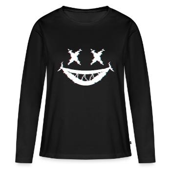 Joker Glitch - Frauen Premium Bio Langarmshirt - Schwarz - Vorne - Julia (174cm)