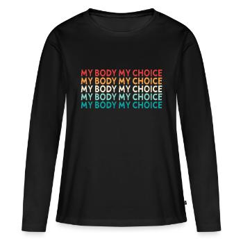 Mon corps Ma décision - T-shirt manches longues Premium bio Femme - noir - Devant - Julia (174cm)