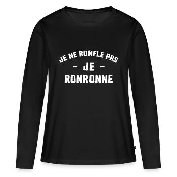 Je ne Ronfle pas je Ronronne Humour Papa - T-shirt manches longues Premium bio Femme - noir - Devant - Julia (174cm)