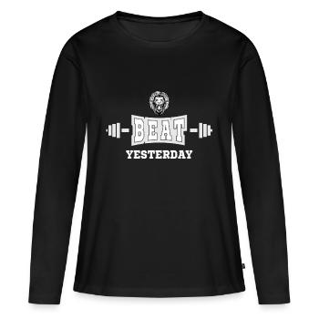 Gym Fitness Motivational Dictons pour la musculation - T-shirt manches longues Premium bio Femme - noir - Devant - Julia (174cm)
