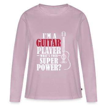 I am A Guitar Player - Women's Premium Organic Long Sleeve Shirt - dusky pink - Front - Julia (174cm)