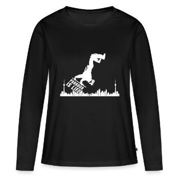 Parkour Cadeau Le Parcour Freerunning Backflip - T-shirt manches longues Premium bio Femme - noir - Devant - Julia (174cm)