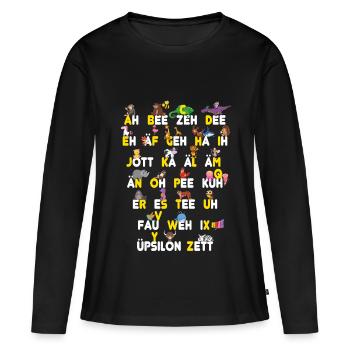 ABC Tiere Dinge - Frauen Premium Bio Langarmshirt - Schwarz - Vorne - Julia (174cm)