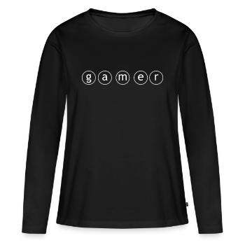 Jeu PC de jeu - T-shirt manches longues Premium bio Femme - noir - Devant - Julia (174cm)