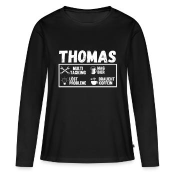Thomas - Frauen Premium Bio Langarmshirt - Schwarz - Vorne - Julia (174cm)