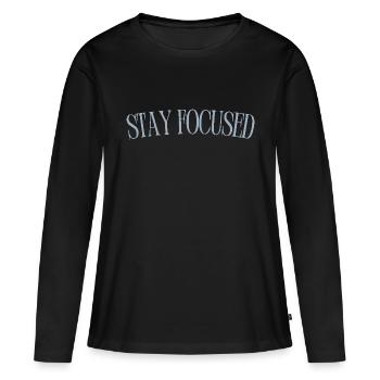Restez concentré - T-shirt manches longues Premium bio Femme - noir - Devant - Julia (174cm)