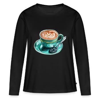 Latte Macchiato - T-shirt manches longues Premium bio Femme - noir - Devant - Julia (174cm)