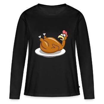 Poulet rôti cuisson - T-shirt manches longues Premium bio Femme - noir - Devant - Julia (174cm)