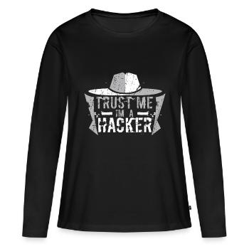Trust me I'm a hacker. - Frauen Premium Bio Langarmshirt - Schwarz - Vorne - Julia (174cm)