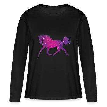 Silhouette de cheval Galaxy Space Universe - T-shirt manches longues Premium bio Femme - noir - Devant - Julia (174cm)
