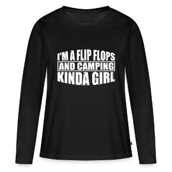 Je suis une Flip Flops Et Camping Kinda Girl 4 - T-shirt manches longues Premium bio Femme - noir - Devant - Julia (174cm)