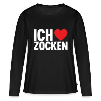 Zocker Zocken Gamer - Frauen Premium Bio Langarmshirt - Schwarz - Vorne - Julia (174cm)