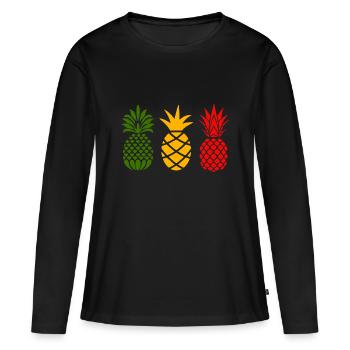 Ananas - T-shirt manches longues Premium bio Femme - noir - Devant - Julia (174cm)