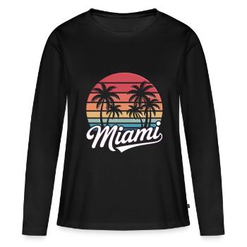 Beach Miami Florida Sunset Palm Trees - Women's Premium Organic Long Sleeve Shirt - black - Front - Julia (174cm)