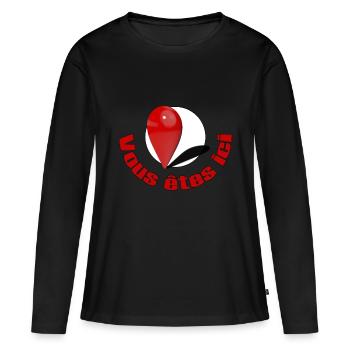 Sie sind hier mit Text - Frauen Premium Bio Langarmshirt - Schwarz - Vorne - Julia (174cm)