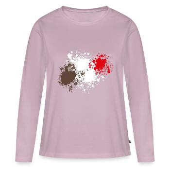 Brown-blanc-rouge - T-shirt manches longues Premium bio Femme - rose poudré - Devant - Julia (174cm)