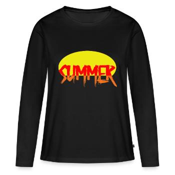 Été Sommer - T-shirt manches longues Premium bio Femme - noir - Devant - Julia (174cm)