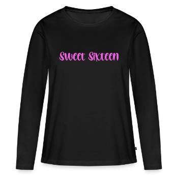 SWEET SIXTEEN - 16E ANNIVERSAIRE - CADEAUX D’ANNIVERSAIRE - T-shirt manches longues Premium bio Femme - noir - Devant - Julia (174cm)