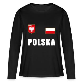T-shirt de football de la Pologne Fan de fanshirt de Jersey - T-shirt manches longues Premium bio Femme - noir - Devant - Julia (174cm)