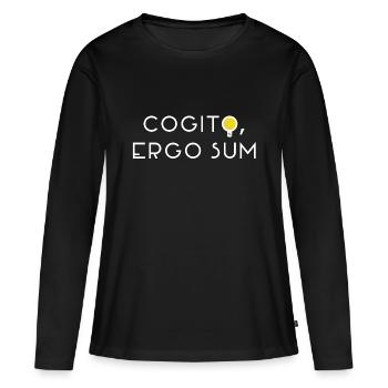 Ich denke also bin ich Latein - Frauen Premium Bio Langarmshirt - Schwarz - Vorne - Julia (174cm)