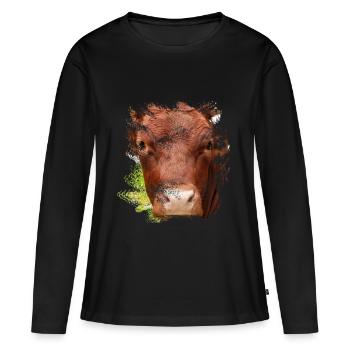 Le bétail bovin Pinzgauer - T-shirt manches longues Premium bio Femme - noir - Devant - Julia (174cm)