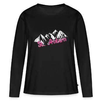 St. Anton - T-shirt manches longues Premium bio Femme - noir - Devant - Julia (174cm)