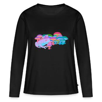 Nature naturelle Intoxication Champignon Grenouille Chaman High - T-shirt manches longues Premium bio Femme - noir - Devant - Julia (174cm)