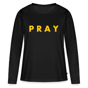 Pray - Women's Premium Organic Long Sleeve Shirt - black - Front - Julia (174cm)