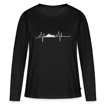 Yacht Herzschlag - Frauen Premium Bio Langarmshirt - Schwarz - Vorne - Julia (174cm)