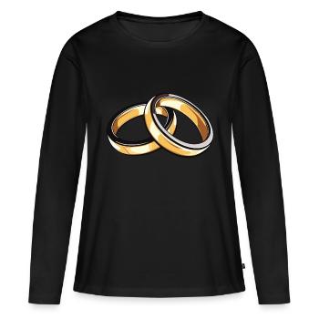 Anneaux de mariage symbole mariage - T-shirt manches longues Premium bio Femme - noir - Devant - Julia (174cm)