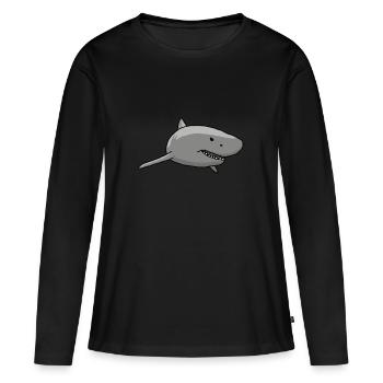 Requin, dessin, dessin animé - T-shirt manches longues Premium bio Femme - noir - Devant - Julia (174cm)