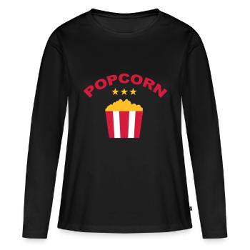 Popcorn Schriftzug Sterne Filme Abend Kino Abend - Frauen Premium Bio Langarmshirt - Schwarz - Vorne - Julia (174cm)