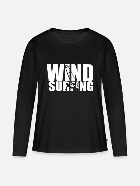 Windsurfing - Surfer - Frauen Premium Bio Langarmshirt - Schwarz