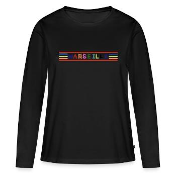 Marseille - Frauen Premium Bio Langarmshirt - Schwarz - Vorne - Julia (174cm)