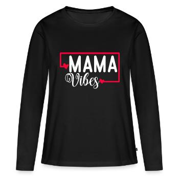 Mama Vibes Wife Mom Boss gesegnete Mutterliebe - Frauen Premium Bio Langarmshirt - Schwarz - Vorne - Julia (174cm)