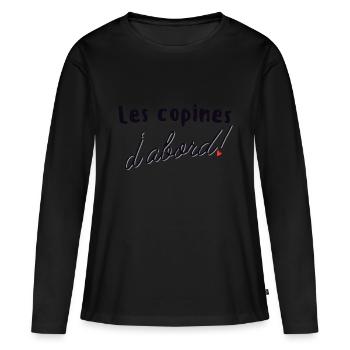 Les Copines D'abord - T-shirt manches longues Premium bio Femme - noir - Devant - Julia (174cm)