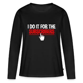 Je le fais pour les abonnés 2 - T-shirt manches longues Premium bio Femme - noir - Devant - Julia (174cm)