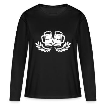Chope de bière Icône de bière - T-shirt manches longues Premium bio Femme - noir - Devant - Julia (174cm)