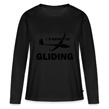 Je suis pilote de planeur glisse - T-shirt manches longues Premium bio Femme - noir - Devant - Julia (174cm)
