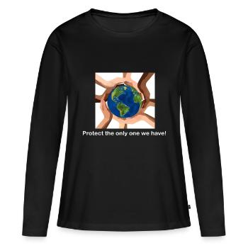 Nous avons seulement une terre! - T-shirt manches longues Premium bio Femme - noir - Devant - Julia (174cm)
