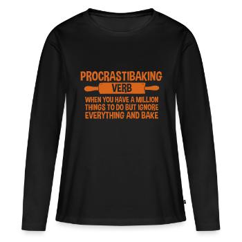 Procrastibaking Defnintion Description 2 - T-shirt manches longues Premium bio Femme - noir - Devant - Julia (174cm)
