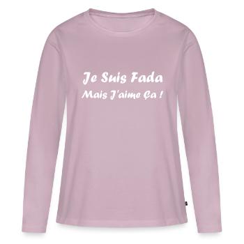Je suis fada - T-shirt manches longues Premium bio Femme - rose poudré - Devant - Julia (174cm)
