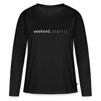 Start ins Wochenende - Frauen Premium Bio Langarmshirt - Schwarz - Vorne - Julia (174cm)