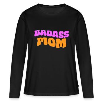 Maman badass - T-shirt manches longues Premium bio Femme - noir - Devant - Julia (174cm)