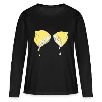 Wenn das Leben dir Zitronen gibt... - Frauen Premium Bio Langarmshirt - Schwarz - Vorne - Julia (174cm)