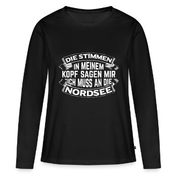 Je dois aller en mer du nord - T-shirt manches longues Premium bio Femme - noir - Devant - Julia (174cm)