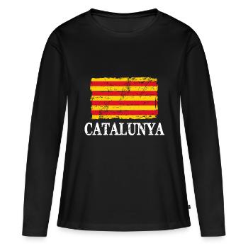 Drapeau de la Catalogne - Drapeau - Drapeau de Catalo - Bannière - T-shirt manches longues Premium bio Femme - noir - Devant - Julia (174cm)