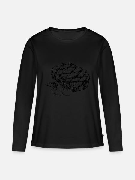 Steak - Frauen Premium Bio Langarmshirt - Schwarz