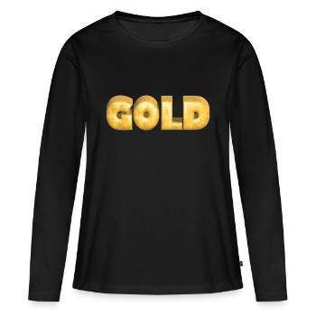 Gold gold Barres de police de texte Gold - T-shirt manches longues Premium bio Femme - noir - Devant - Julia (174cm)